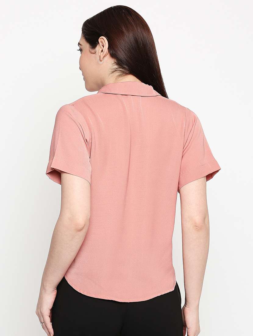 beige solid crop shirt - 17709503 -  Standard Image - 2