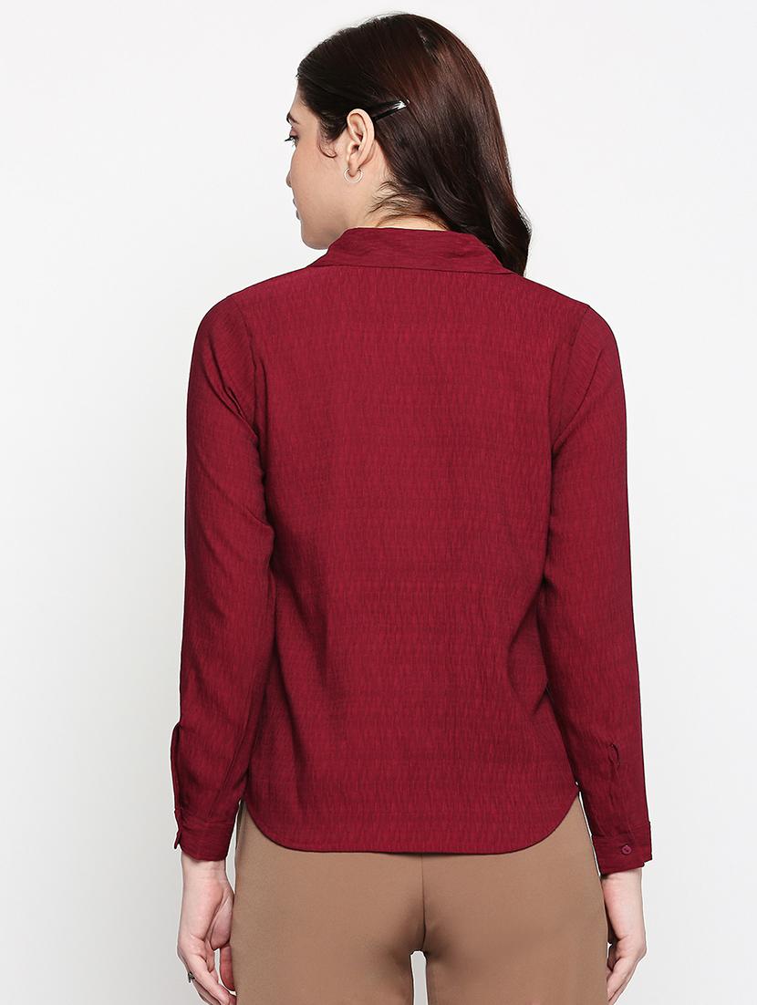 maroon solid regular shirt - 17709506 -  Standard Image - 2