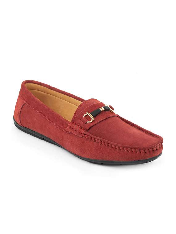 red slip on  loafer