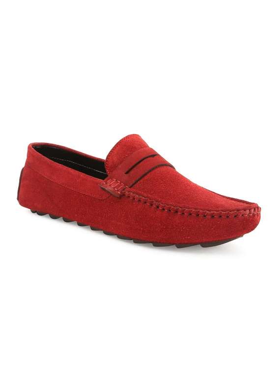 red slip on  loafer