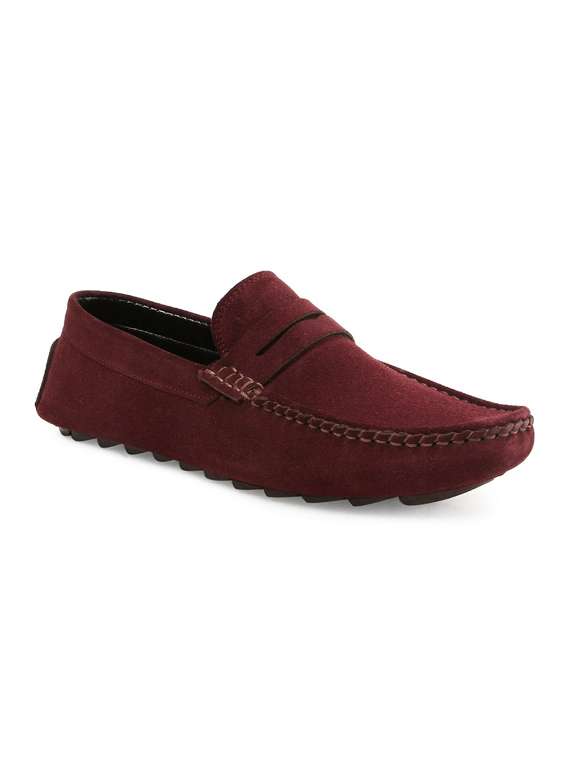 red slip on  loafer
