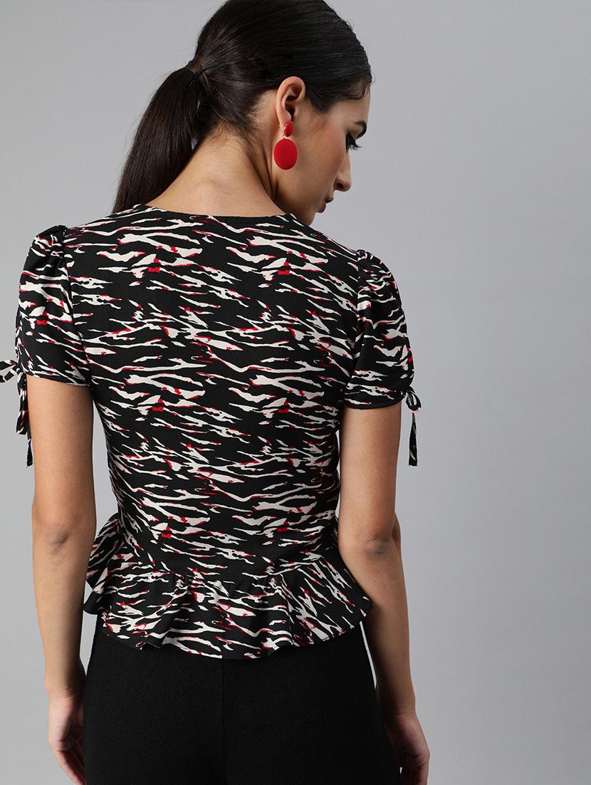 women's blouson v neck top - 17710080 - Standard Image - 2