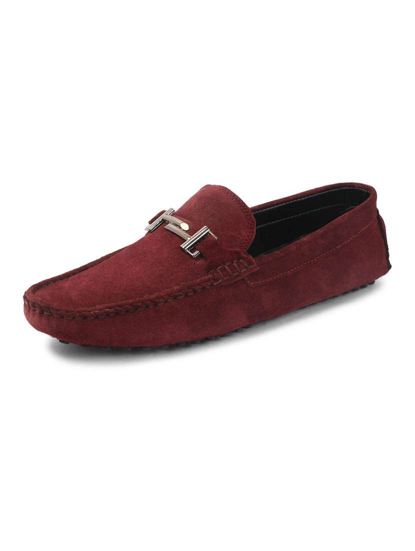 red slip on  loafer