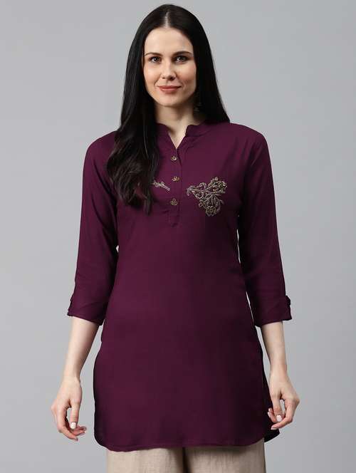 embellished straight kurti - 17714709 - Standard Image - 0