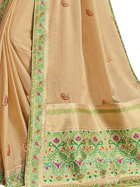 peach chiffon printed saree with blouse - 17714786 - Standard Image - 2