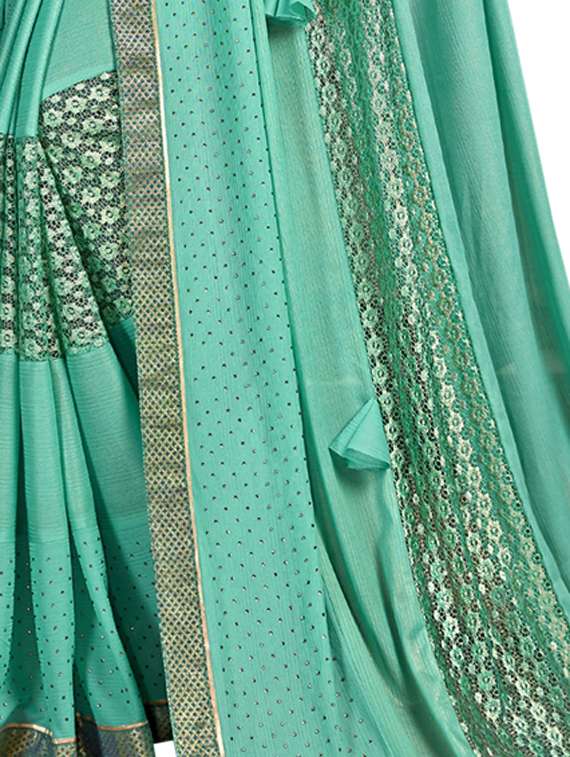 lace bordered embellished saree with blouse - 17714787 - Standard Image - 2