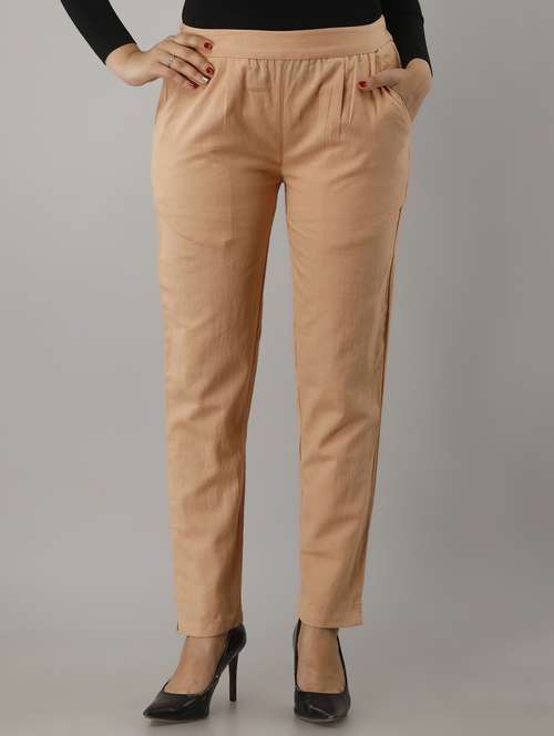 women solid pleated cigarette pants - 17714812 -  Standard Image - 0