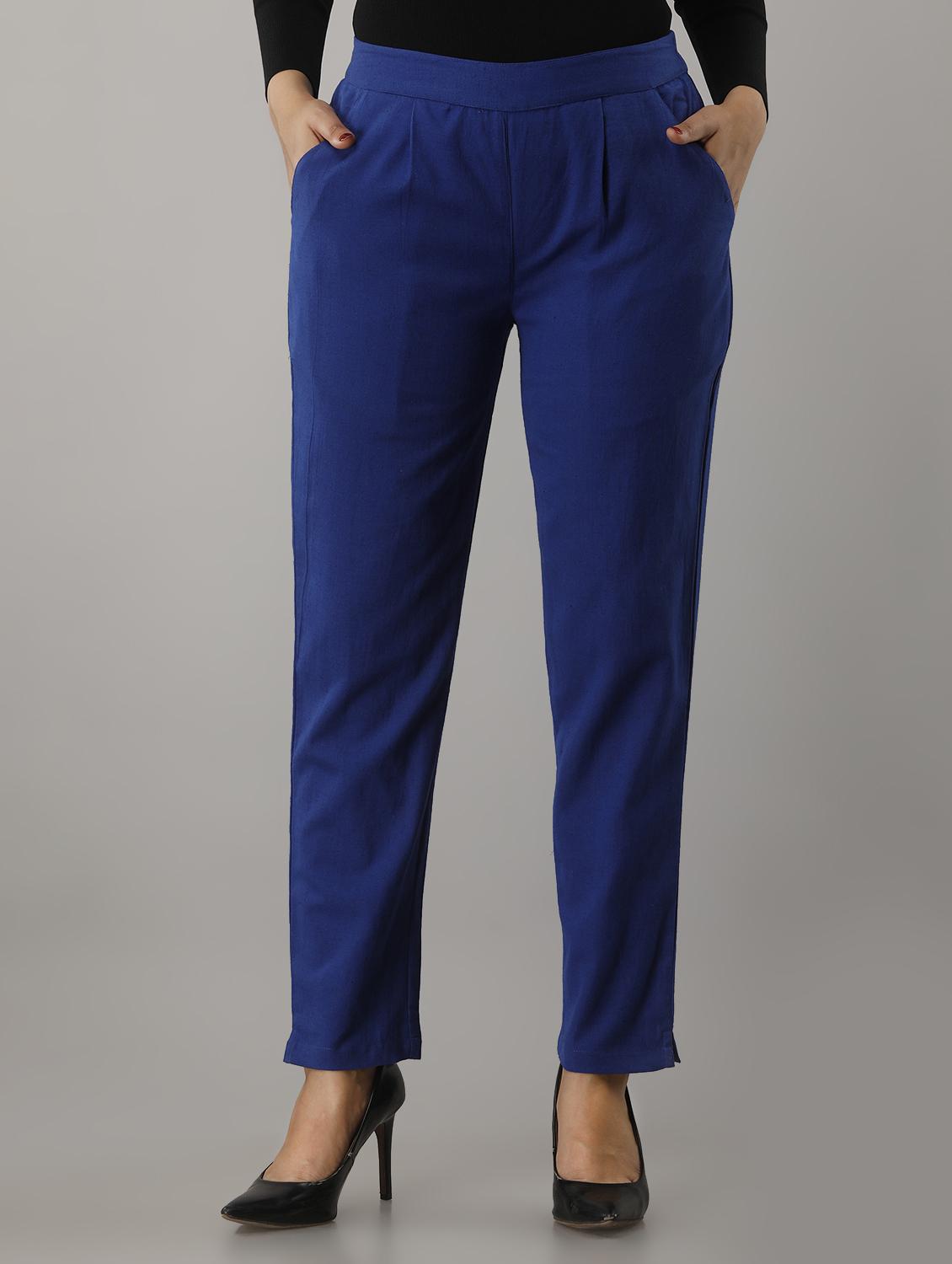 women solid pleated cigarette pants