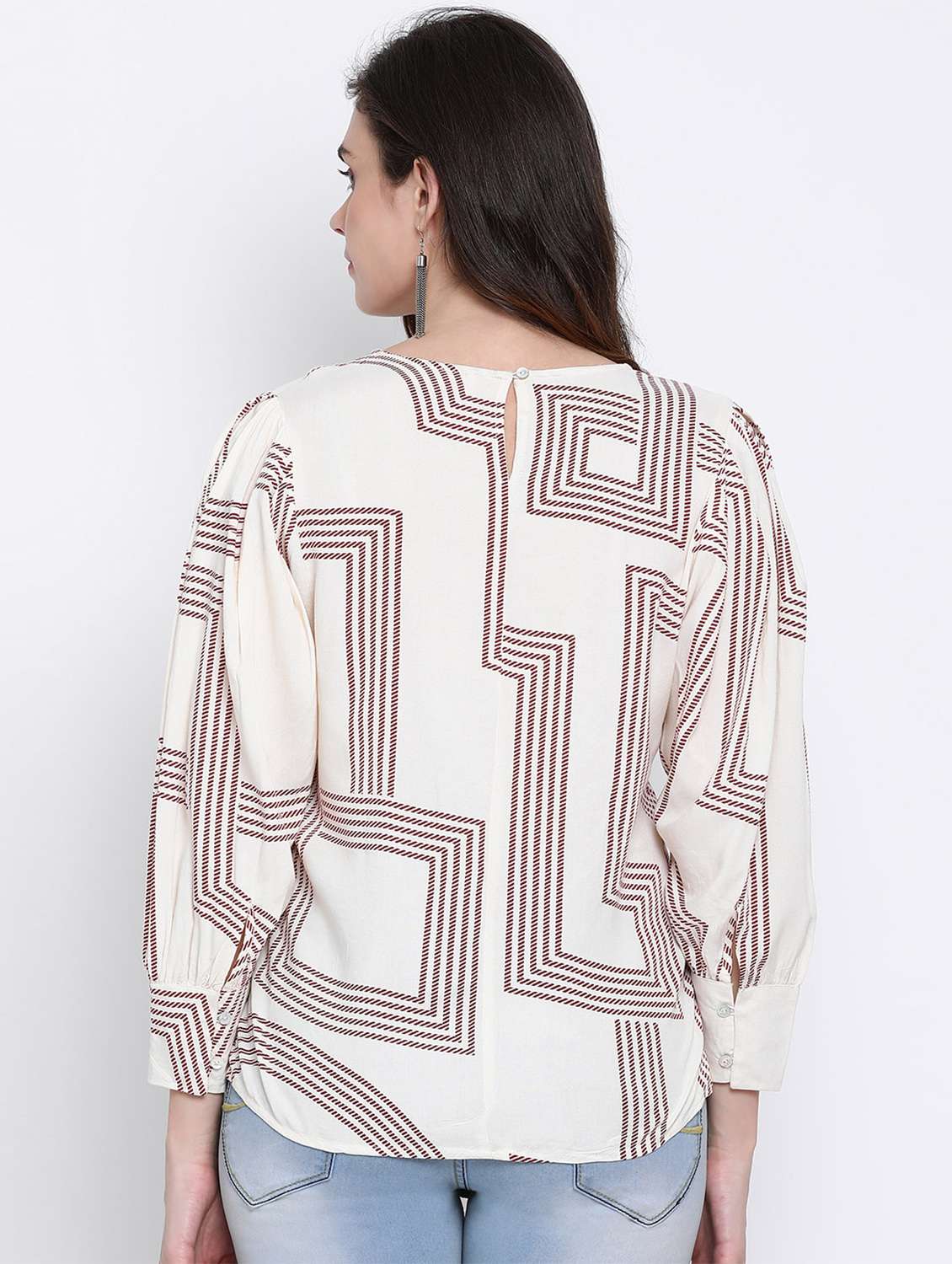 women's straight round neck top - 17715045 - Standard Image - 2