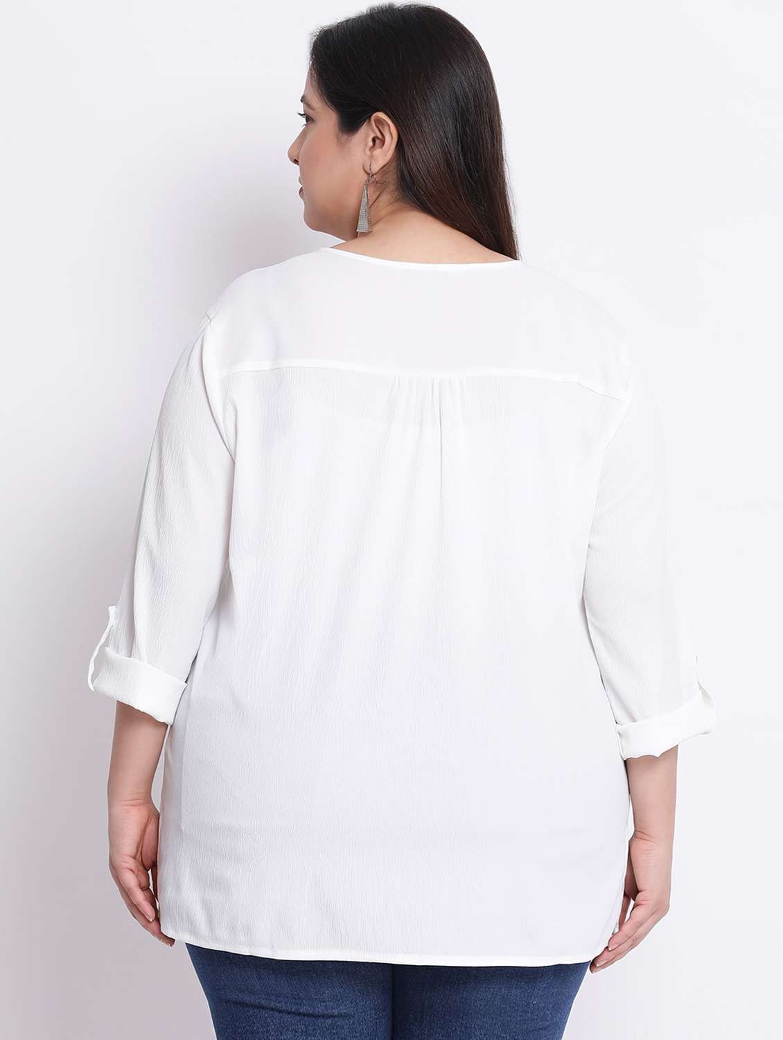 women's straight v neck top - 17715052 - Standard Image - 2