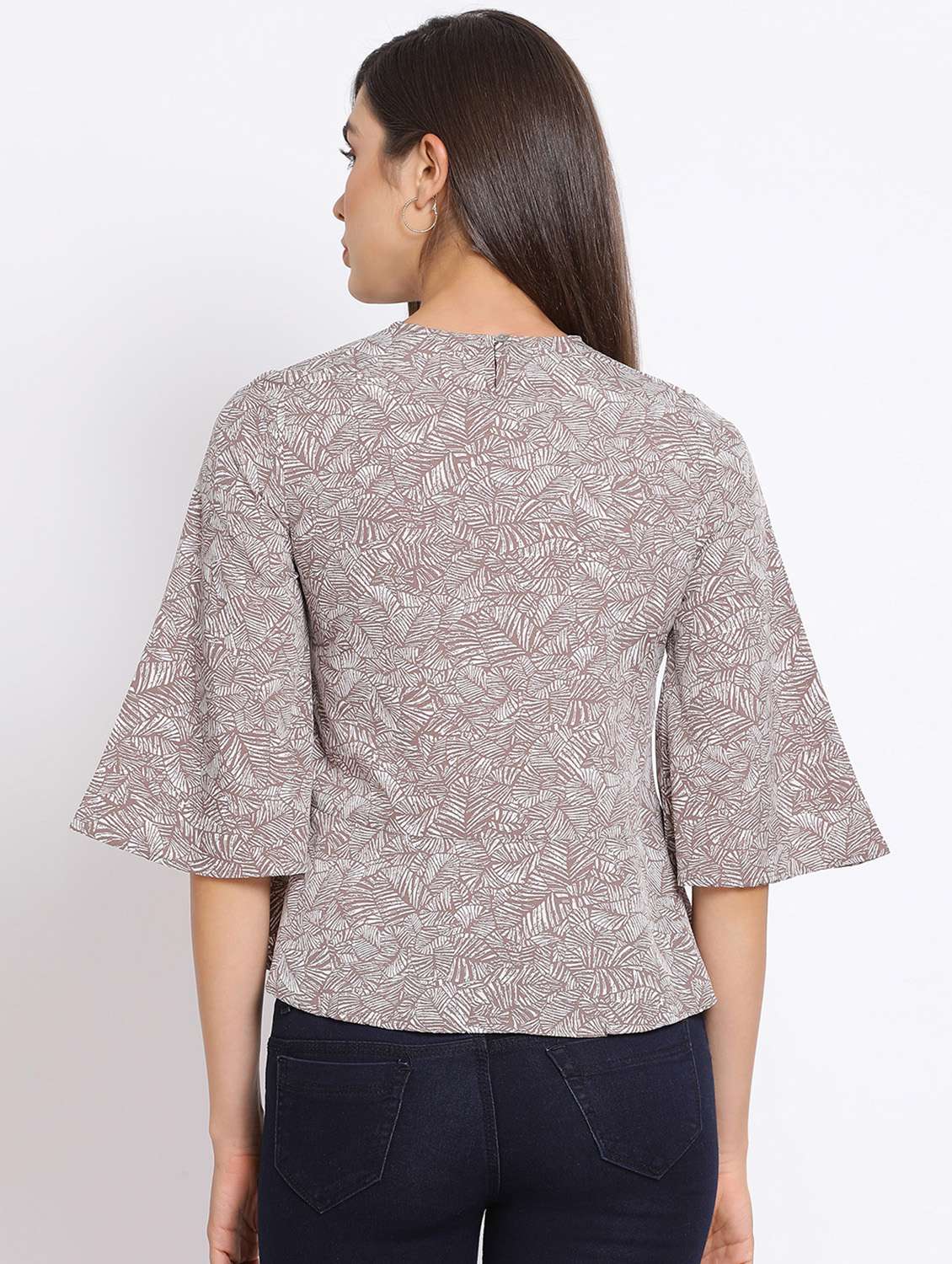 women's grey round neck top - 17715057 - Standard Image - 2