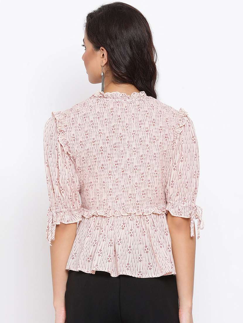 women's peplum tie-up neck top - 17715118 -  Standard Image - 2