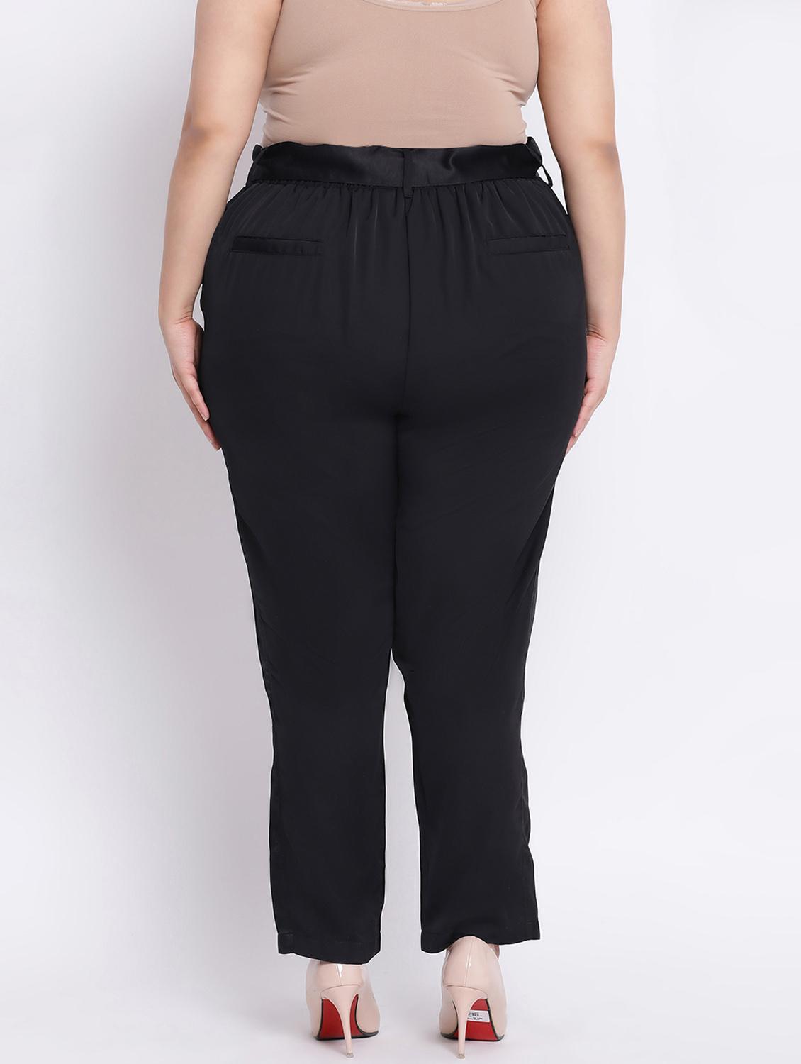 solid black plus size flat front trouser - 17715200 - Standard Image - 2
