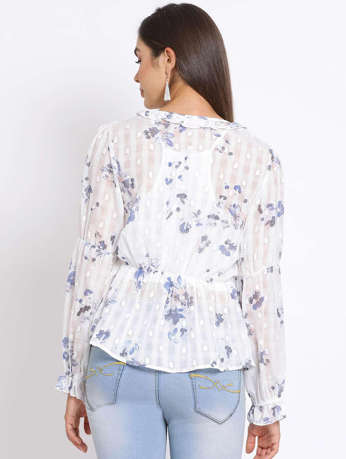 women's peplum v neck top - 17715202 - Standard Image - 2