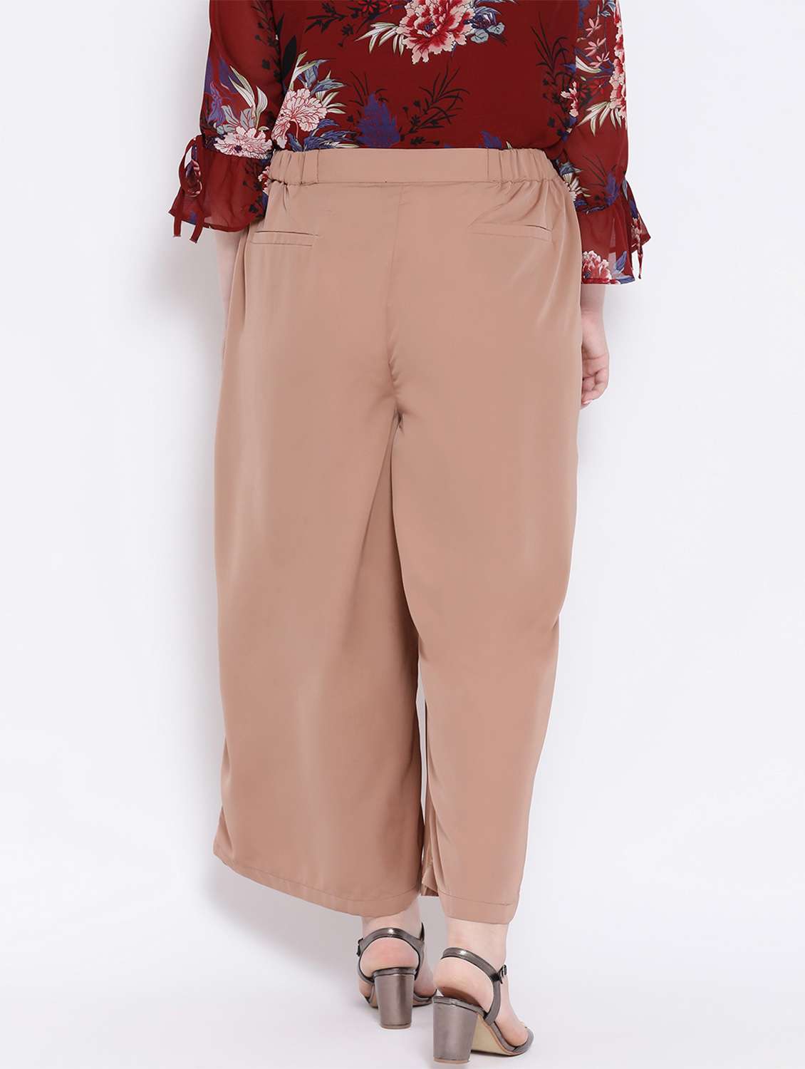 solid nude brown plus size flat front trouser - 17715220 - Standard Image - 2