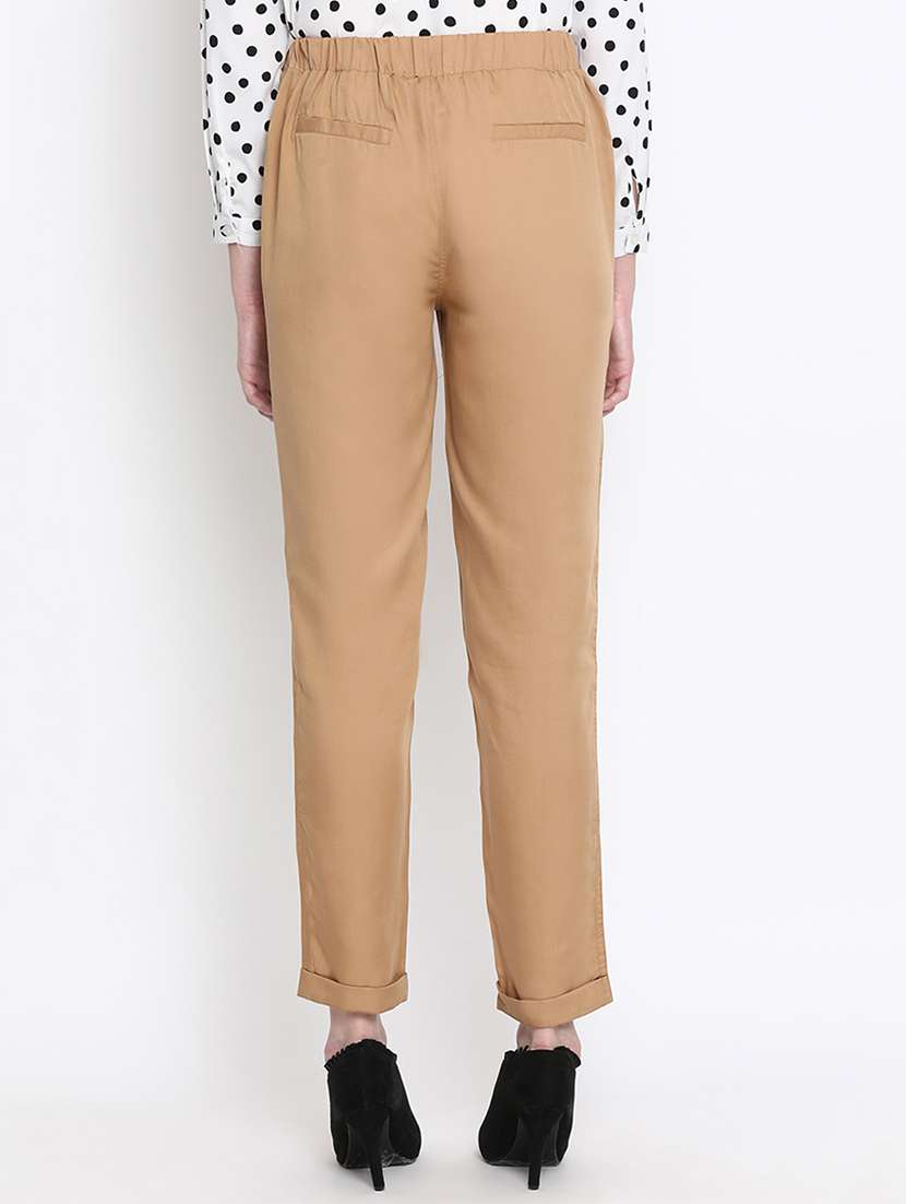 drawstring waist solid trouser - 17715224 - Standard Image - 2