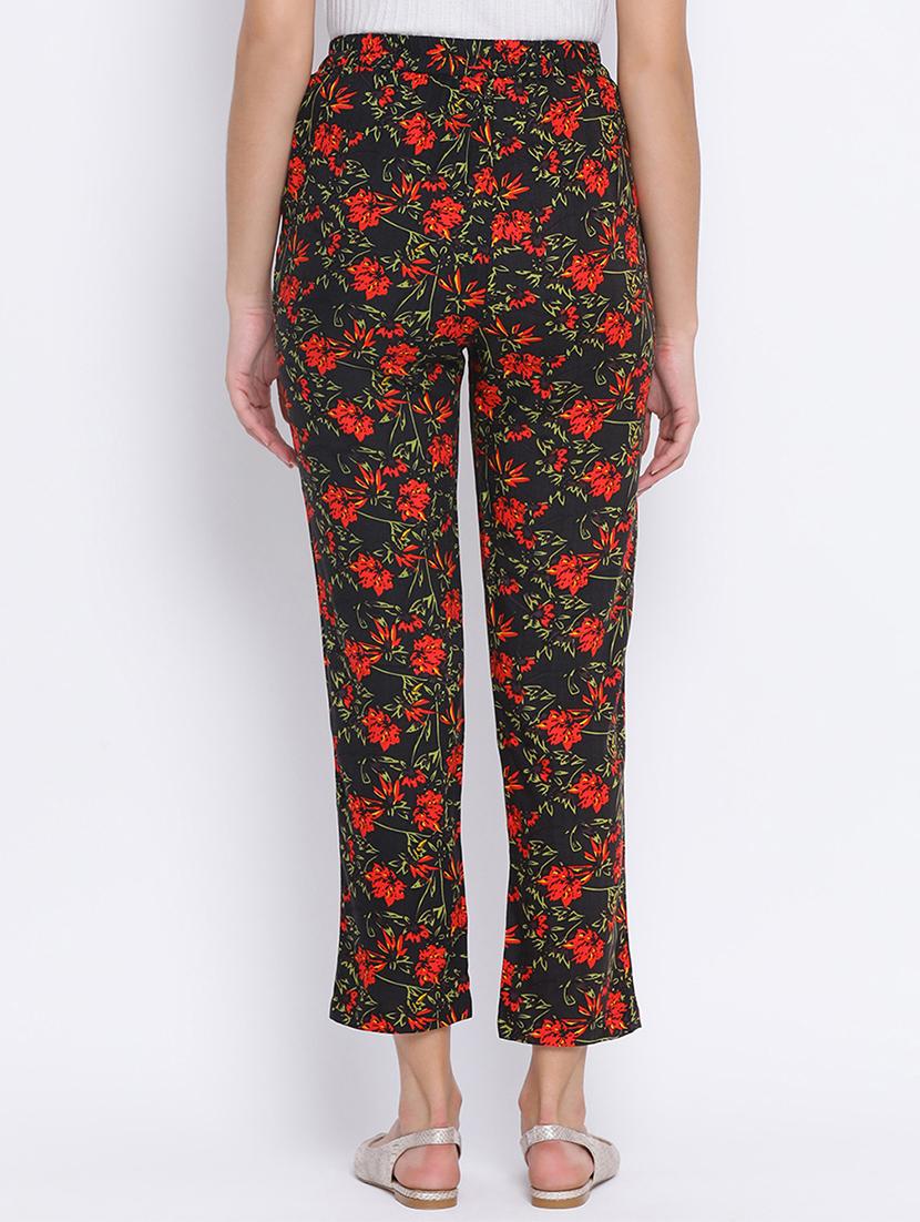 high rise floral flat front trouser - 17715228 - Standard Image - 2