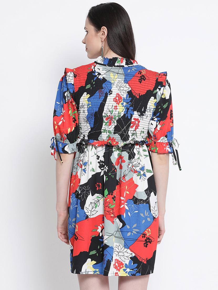 tie knot sleeved abstract flared dress - 17715233 - Standard Image - 2