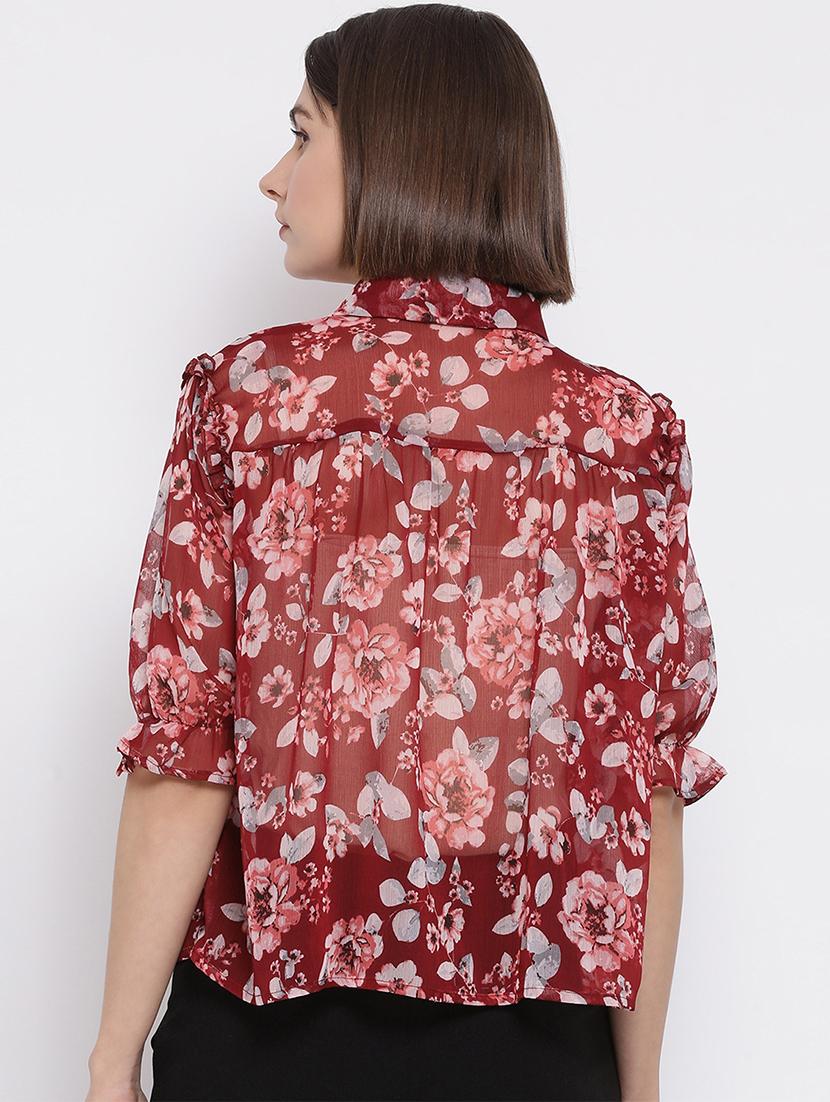 ruffle detail floral top - 17715266 - Standard Image - 2
