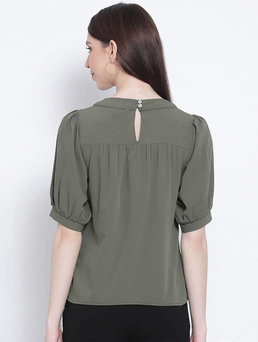 women's straight round neck top - 17715281 - Standard Image - 2