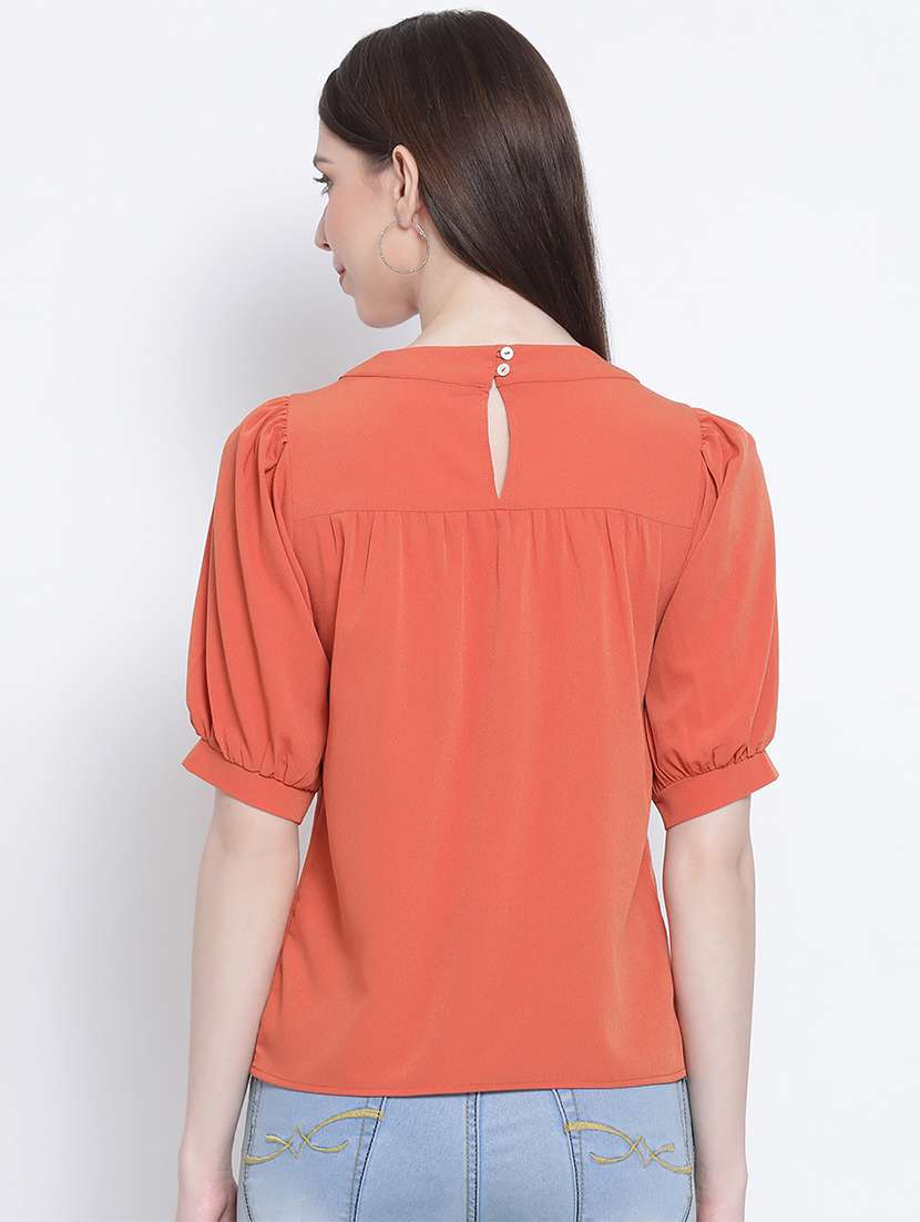 women's straight round neck top - 17715285 - Standard Image - 2