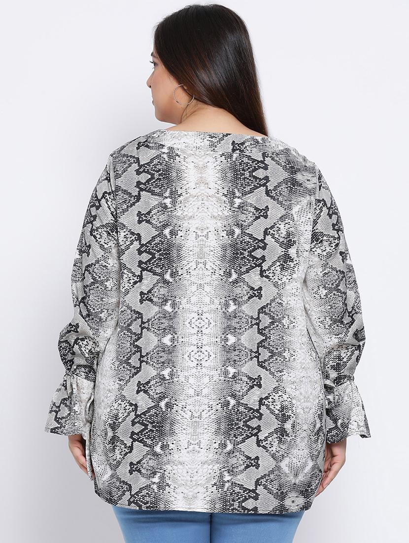 bell sleeved snake print plus top - 17715297 - Standard Image - 2
