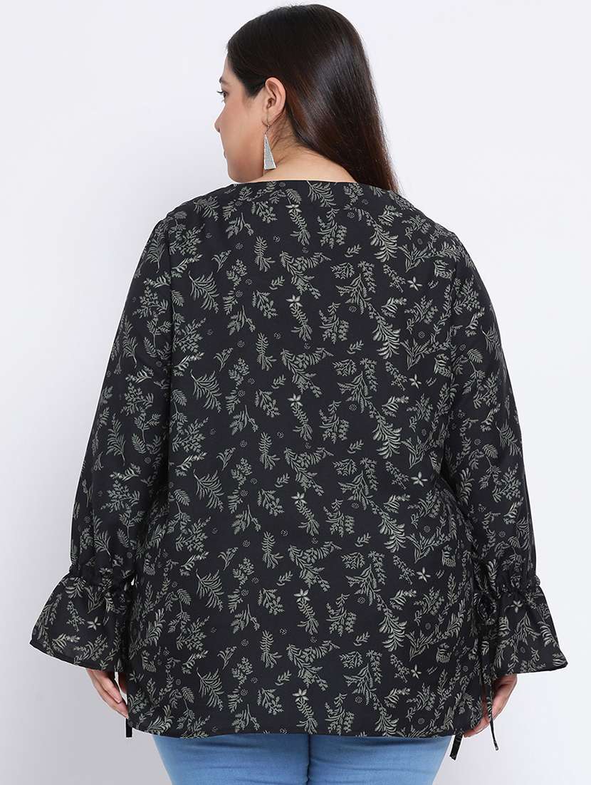 bell sleeved floral plus top - 17715300 - Standard Image - 2