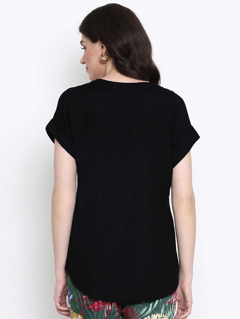 women's straight mandarin neck top - 17715320 -  Standard Image - 2