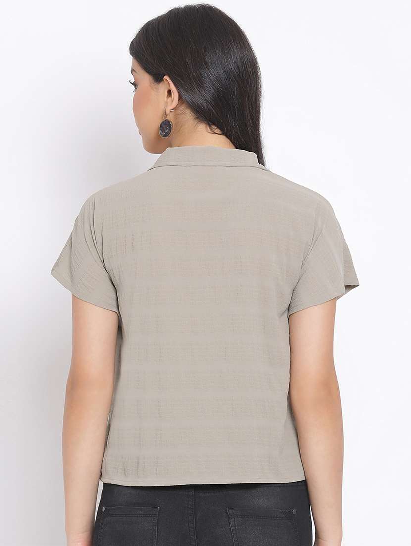 notched collar self design shirt - 17715451 - Standard Image - 2