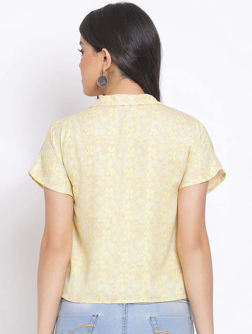 notched collar printed shirt - 17715454 - Standard Image - 2