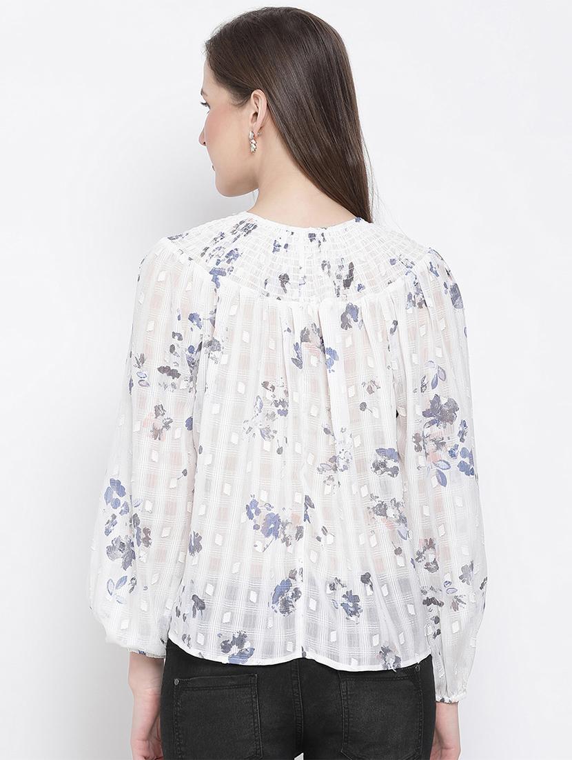 tie up neck floral top - 17715466 - Standard Image - 2