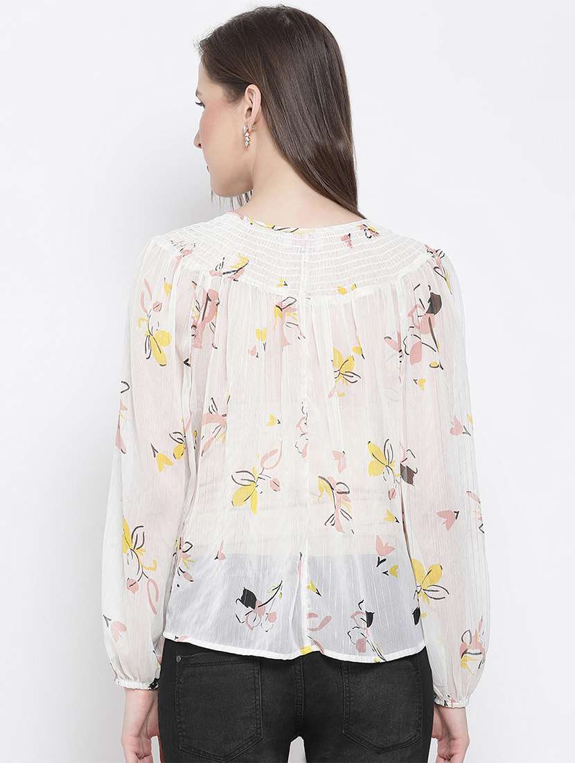 women's straight tie-up neck top - 17715467 - Standard Image - 2