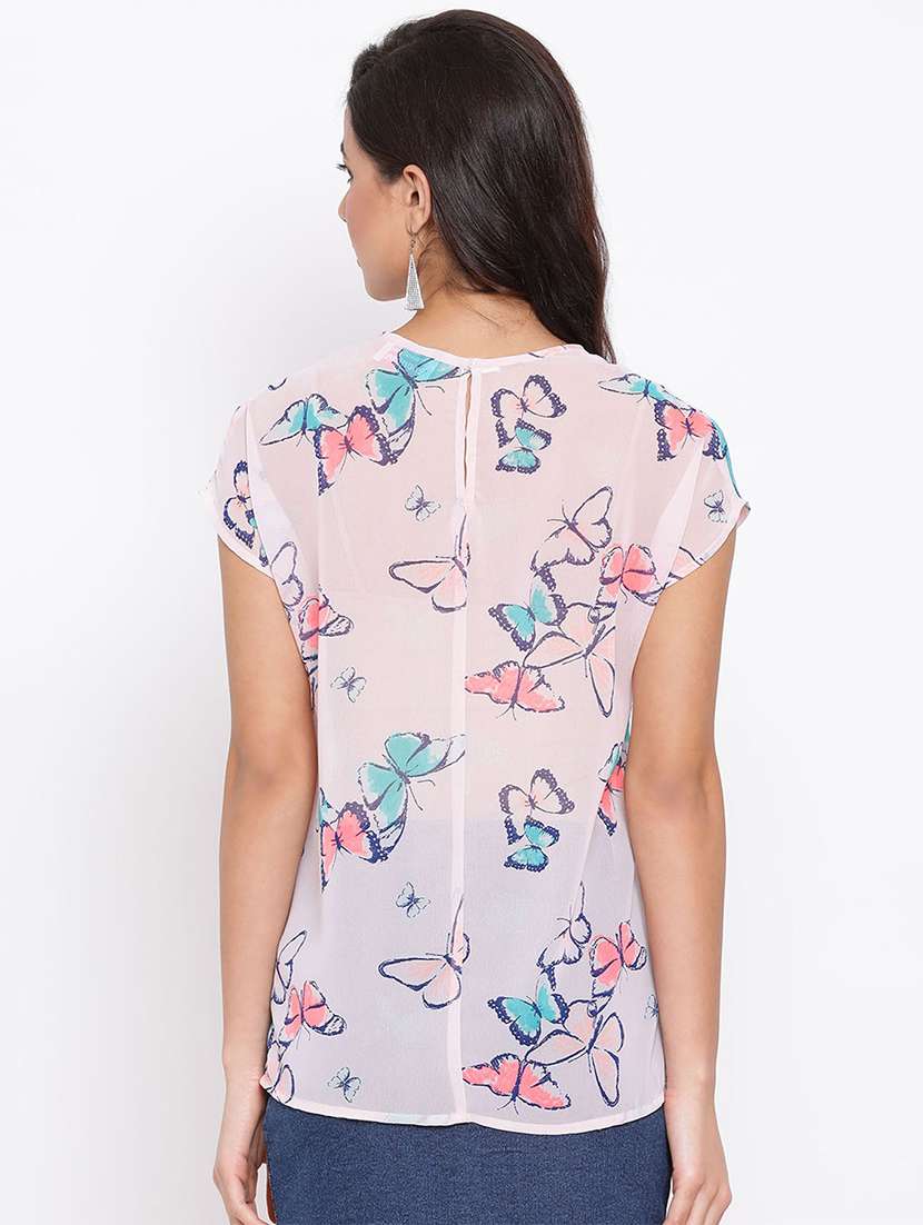 women's straight round neck top - 17715469 - Standard Image - 2