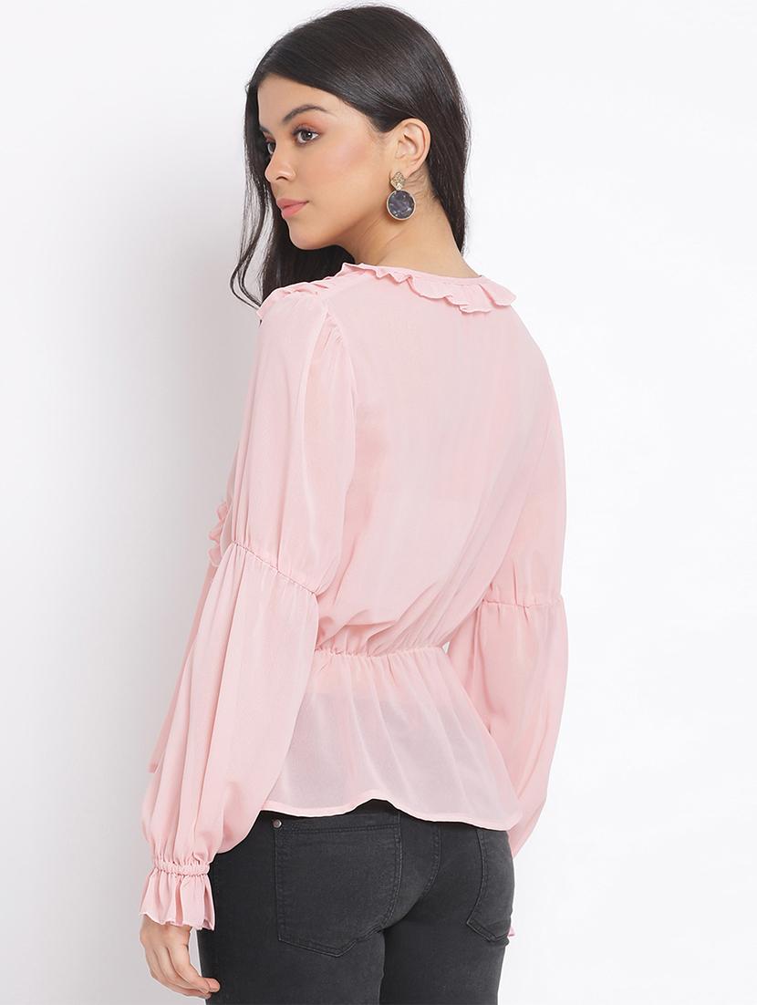 rosewater pink frill detail top - 17715475 - Standard Image - 2