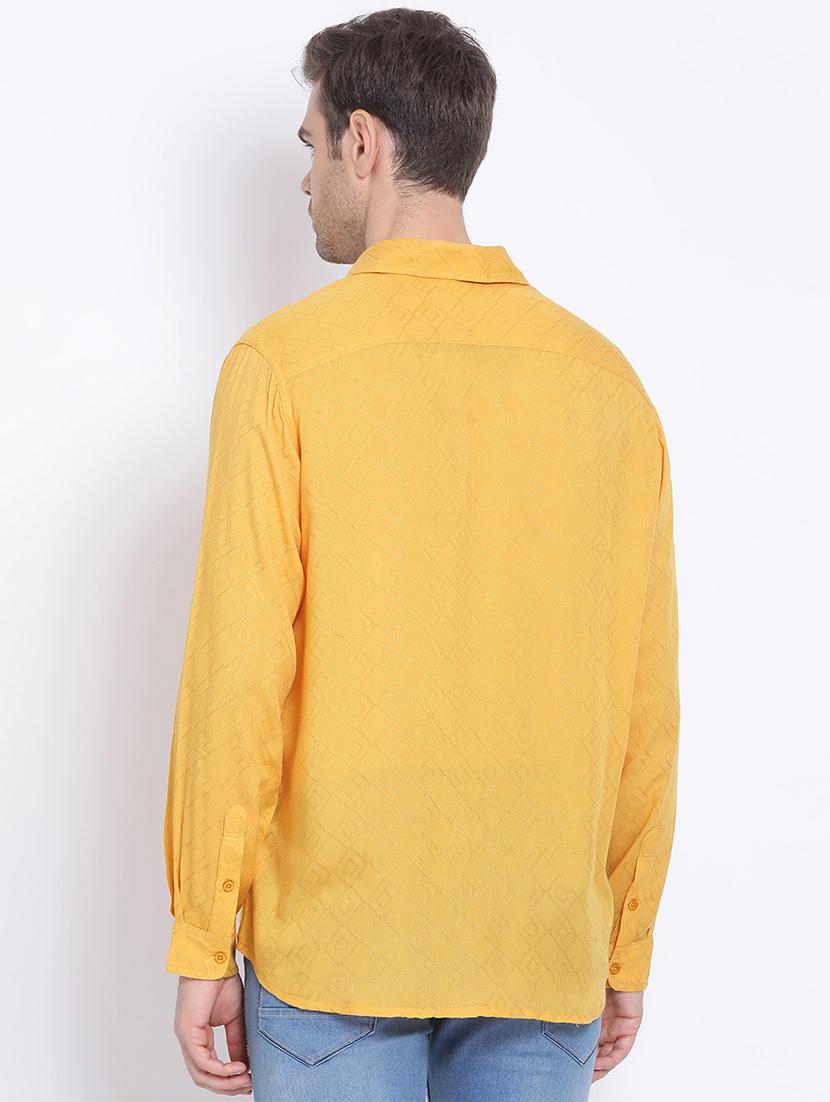 yellow self design casual shirt - 17715502 - Standard Image - 2