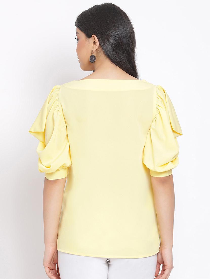 puff sleeves solid top - 17715566 - Standard Image - 2