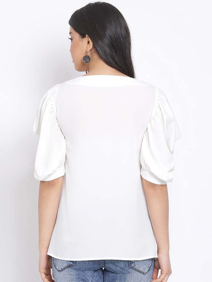 women's straight round neck top - 17715568 - Standard Image - 2