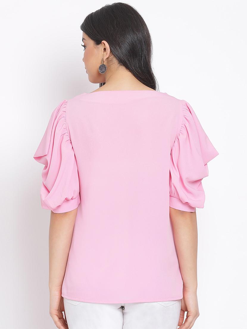 women's straight round neck top - 17715571 - Standard Image - 2