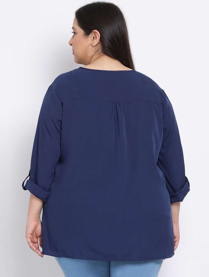 v neck solid plus top - 17715574 - Standard Image - 2