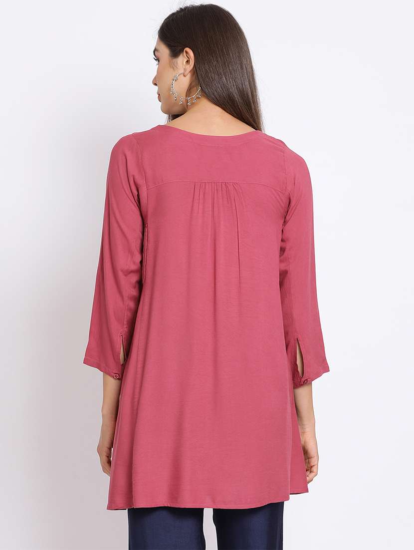 maroon viscose aline tunic - 17715592 -  Standard Image - 2