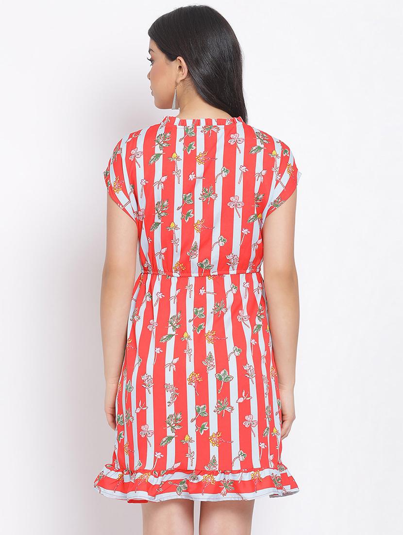 tie up neck striped a-line dress - 17715694 - Standard Image - 2