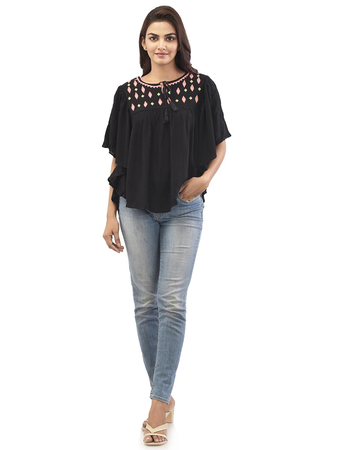yoke embroidered poncho - 17715813 - Standard Image - 2