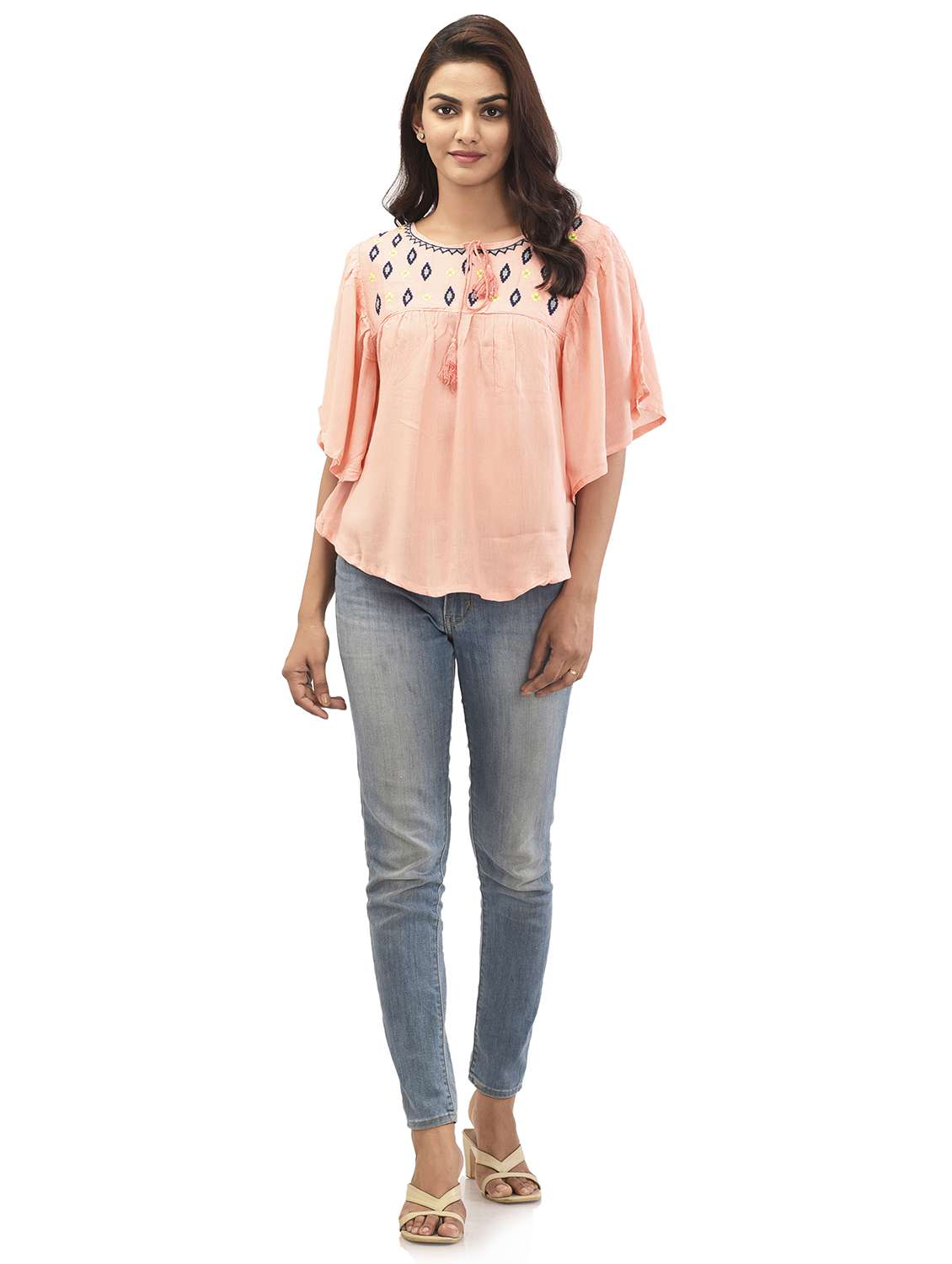 yoke embroidered poncho - 17715814 - Standard Image - 2