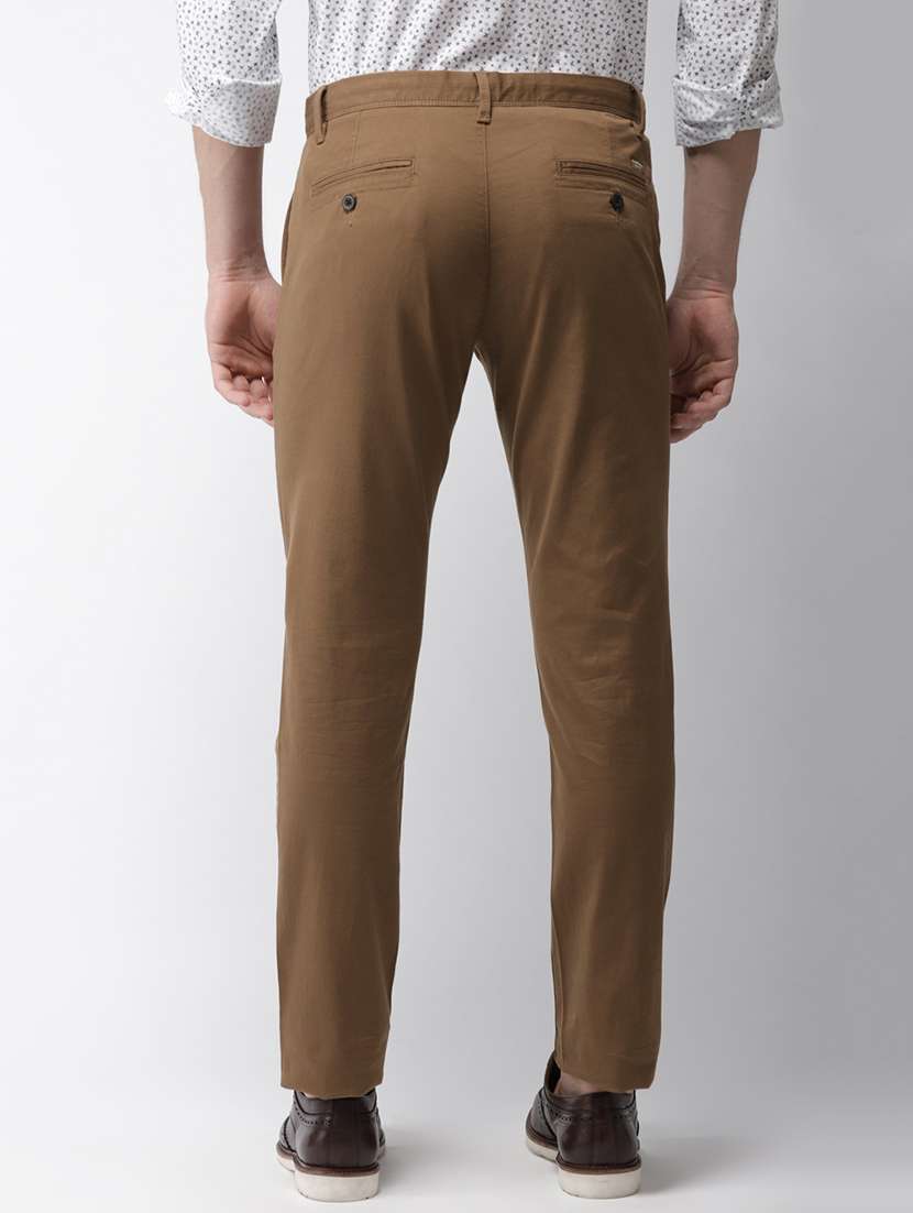 brown solid chinos - 17716054 - Standard Image - 2