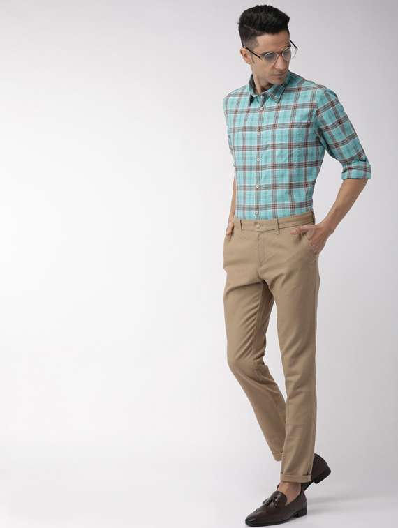 sea green checkered casual shirt - 17716182 - Standard Image - 2