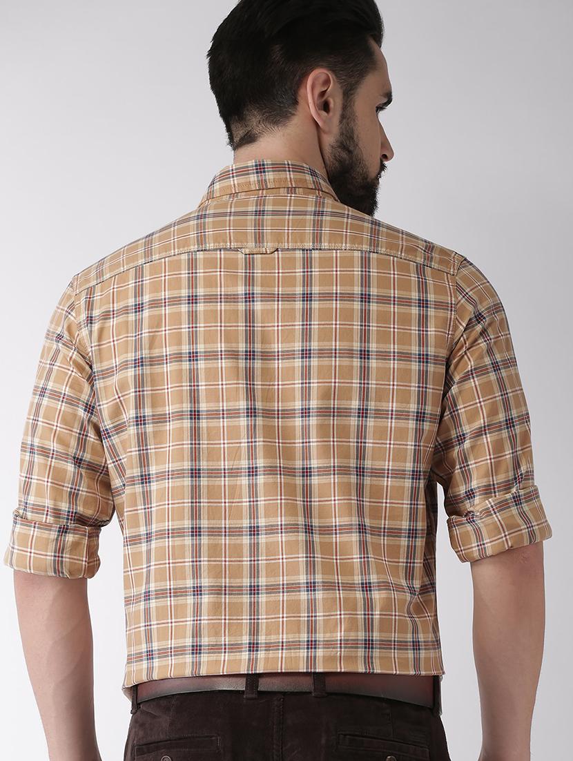 brown checkered casual shirt - 17716212 - Standard Image - 2
