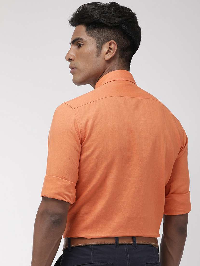 orange solid casual shirt - 17716234 -  Standard Image - 2