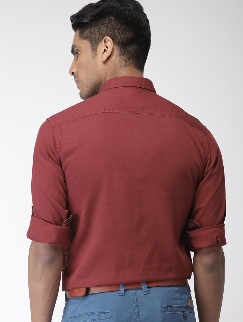 maroon solid casual shirt - 17716264 - Standard Image - 2