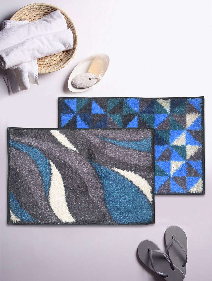 bianca soft-cotton bath mat with rubber back -2pc small (super dry) abstract-blue/grey4 blue/grey8