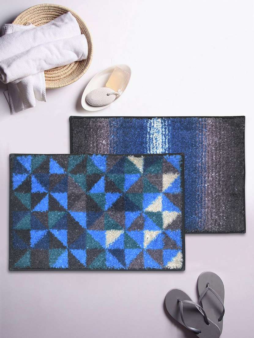 bianca soft-cotton bath mat with rubber back -2pc small (super dry) abstract-blue/grey6 blue/grey8